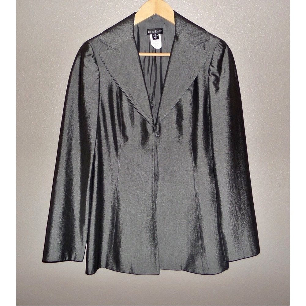 Bebe Long Sleeve Metallic Blazer